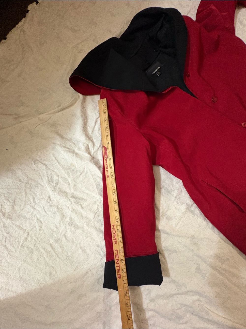 Jones New York Red Trench Coat with Black Hood Trim - Picture 11 of 11